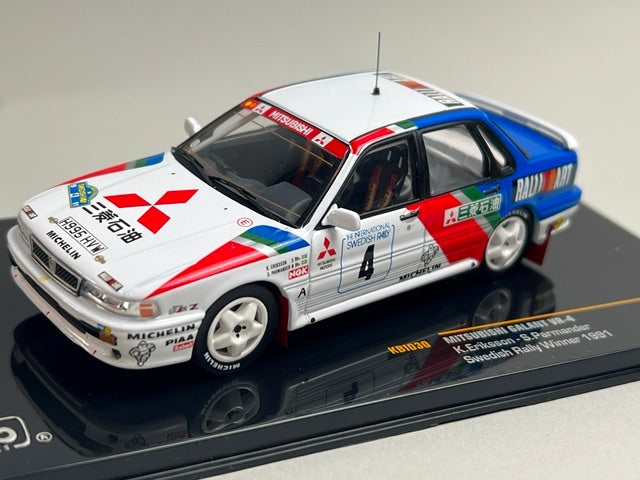 1:43 ixo KBI030 Mitsubishi Galant VR-4 Swedish Rally 1991 #4 K. Ericsson S. Permander model car