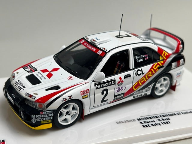 1:43 ixo RAC392LQ Mitsubishi Carisma GT Evolution IV RAC Rally 1997 #2 R. Burns R. Reid model car