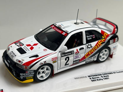 1:43 ixo RAC392LQ Mitsubishi Carisma GT Evolution IV RAC Rally 1997 #2 R. Burns R. Reid model car