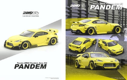 IN64-GR86P-YELLOW INNO Model 1:64 Toyota GR86 "PANDEM" Yellow model car