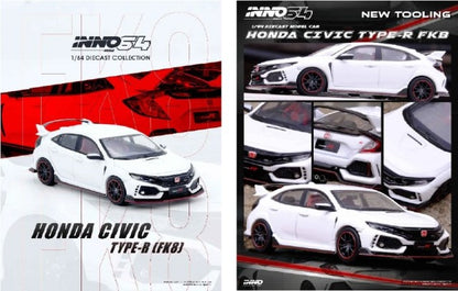 IN64-FK8-WHI INNO Model 1:64 Honda Civic Type-R (FK8) White model car