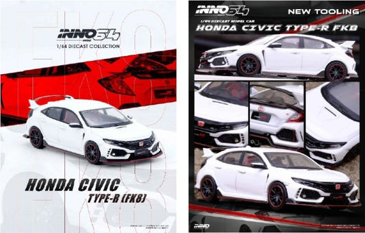 IN64-FK8-WHI INNO Model 1:64 Honda Civic Type-R (FK8) White model car