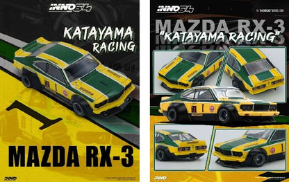 IN64-RX3-KTYM INNO Model 1:64 Mazda SAVANNA RX3 "KATAYAMA RACING" model car
