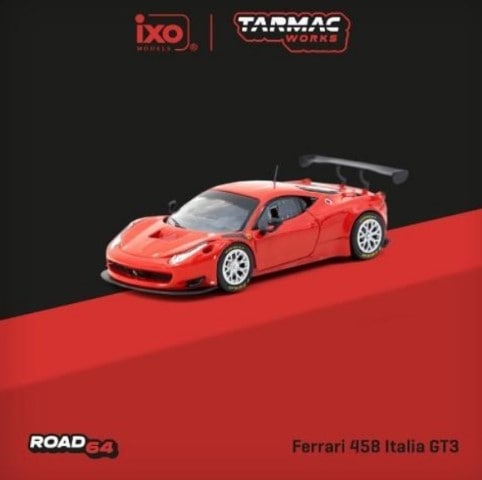 T64R-074-RE Tarmac Works 1:64 Ferrari 458 Italia GT3 Red model car
