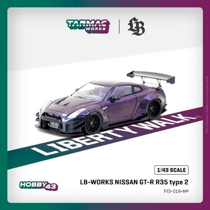 T43-019-MP Tarmac Works 1:43 Nissan LB-WORKS NISSAN GT-R R35 type 2 Midnight purple model car