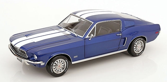 [ Pre-order ] KKDC120224 KK scale 1:12 Ford Mustang GT Fastback 1968 Blue Metallic/White