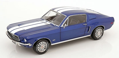 [ Pre-order ] KKDC120224 KK scale 1:12 Ford Mustang GT Fastback 1968 Blue Metallic/White