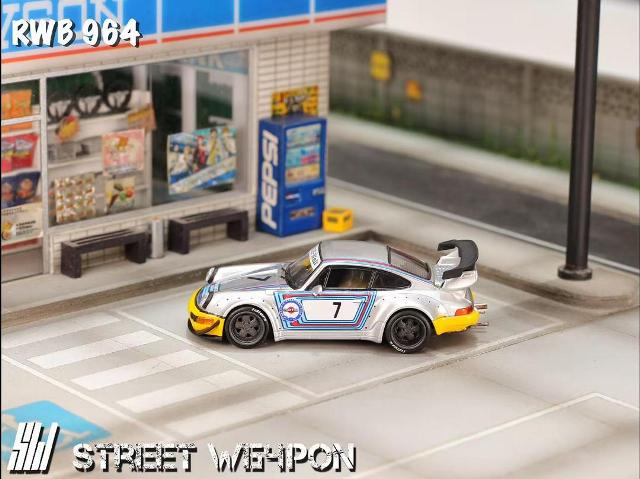 [ Pre-order ] SW Street Weapon 1:64 RWB 964 Wide-Body Modified Modification Matte Silver Martini