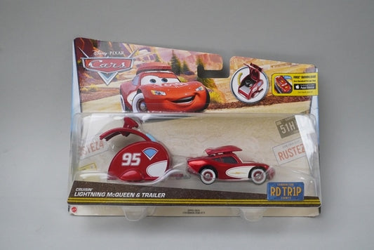 Mattel DPP51 Cars Lightning McQueen and Trailer 2-Car Set Blister Pack model car