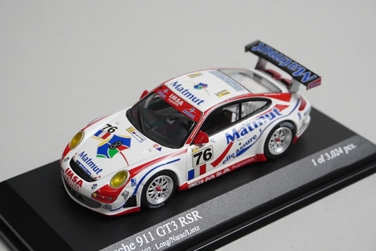 1:64 MINICHAMPS 640076776 Porsche 911 GT3 RSR Le Mans 2007 #76 model car
