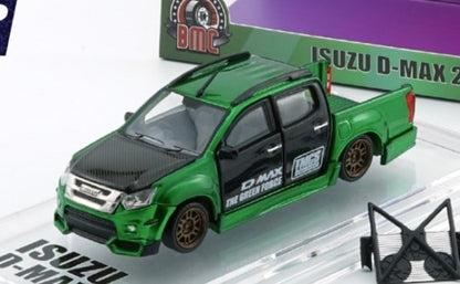 64B0466 BM CREATIONS 1:64 Isuzu D-Max 2018 Lowrider Metallic Green RHD model car