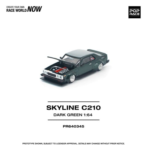 [ Pre-order ] PR640345 POP RACE 1:64 Nissan Skyline C210 DARK GREEN