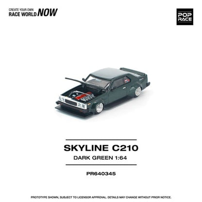 [ Pre-order ] PR640345 POP RACE 1:64 Nissan Skyline C210 DARK GREEN