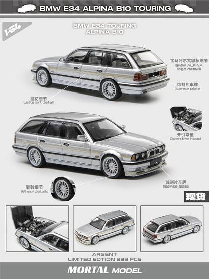Mortal 1:64 BMW E34 ALPINA B10 TOURING Silver model car