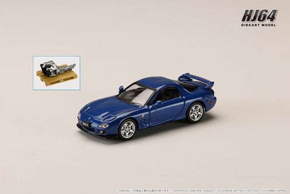 [ Pre-order ] HJ647007BBL Hobby Japan 1:64 Mazda RX-7 (FD3S) TYPE R Bathurst with engine display model Innocent Blue Mica