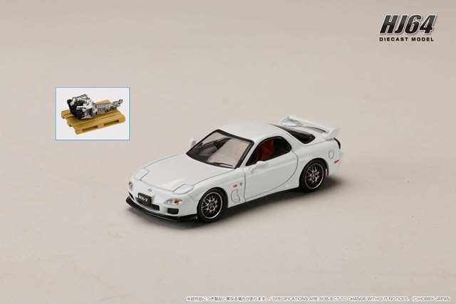 [ Pre-order ] HJ646007W Hobby Japan 1:64 Mazda RX-7 (FD3S) SPIRIT R TYPE A with engine display model, pure white