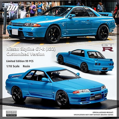 MH029CB MOTORHELIX 1:18 Scale Nissan Skyline GT-R (R32) Customized Version Cyan Blue