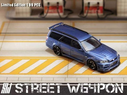 Street Weapon 1:64 Nissan Stagea R34 GT-R Wagon metallic blue