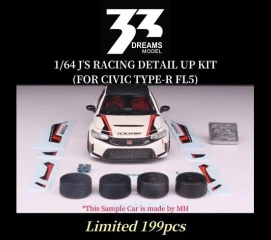 33 DREAMS 1:64 J'S RACING DETAIL UP KIT For Civic type R FL5 Decal Kit *Minicar not included.