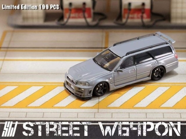 Street Weapon 1:64 Nissan Stagea Modified STAGEA R34 GT-R Wagon cement gray