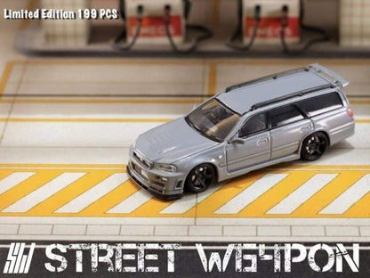 Street Weapon 1:64 Nissan Stagea Modified STAGEA R34 GT-R Wagon cement gray
