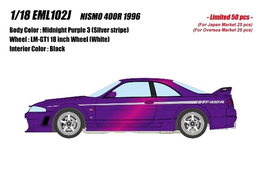 [ Pre-order ] EML102J Make Up EIDOLON 1:18 Nissan NISMO 400R 1996 Midnight Purple 3