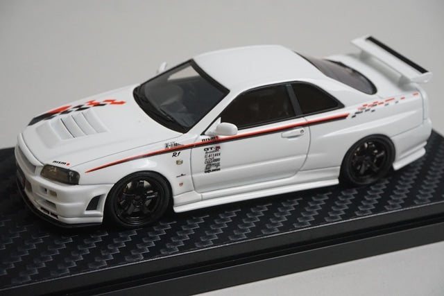 1:43 HPI 8379 Mirage Nissan Nismo R34 GT-R R-tune White model car