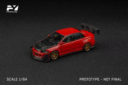 FY64108 Finclassically 1:64 Mitsubishi Lancer Evolution 9 EVO Ⅸ Modified Red / Carbon Bonnet Ver.