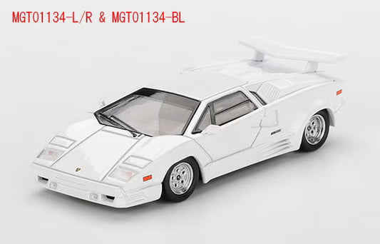 MGT01134-BL TSM MINI-GT 1:64 Lamborghini Countach 25th Anniversary White (Left-hand drive) *Blister packaging