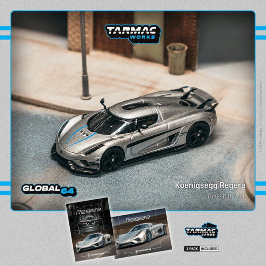 T64G-TL017-SL Tarmac Works 1:64 Koenigsegg Regera Silver Metallic / Blue Accents