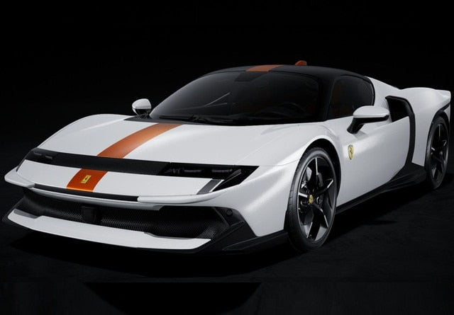 [ Pre-order ] P18275C BBR 1:18 Ferrari 849 Testarossa Bianco Italia with Giallo Ambra stripe (Clear Case Included)