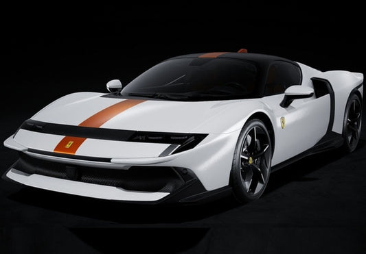 [ Pre-order ] P18275C BBR 1:18 Ferrari 849 Testarossa Bianco Italia with Giallo Ambra stripe (Clear Case Included)