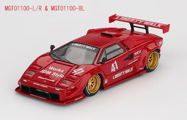 MGT01100-L TSM MINI-GT 1:64 Lamborghini Countach LB-WORKS Red Left-Hand Drive