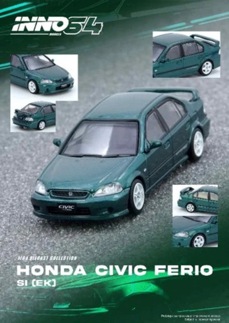 IN64-EKS-GREEN INNO Model 1:64 Honda Civic Ferio Si (EK) Green