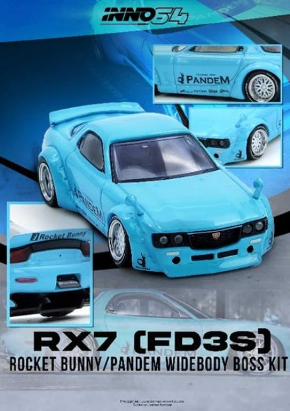 IN64-RX7FDP-TIFBLU INNO MODELS 1:64 Mazda RX-7 (FD3S) "PANDEM ROCKET BUNNY" Tiffany Blue