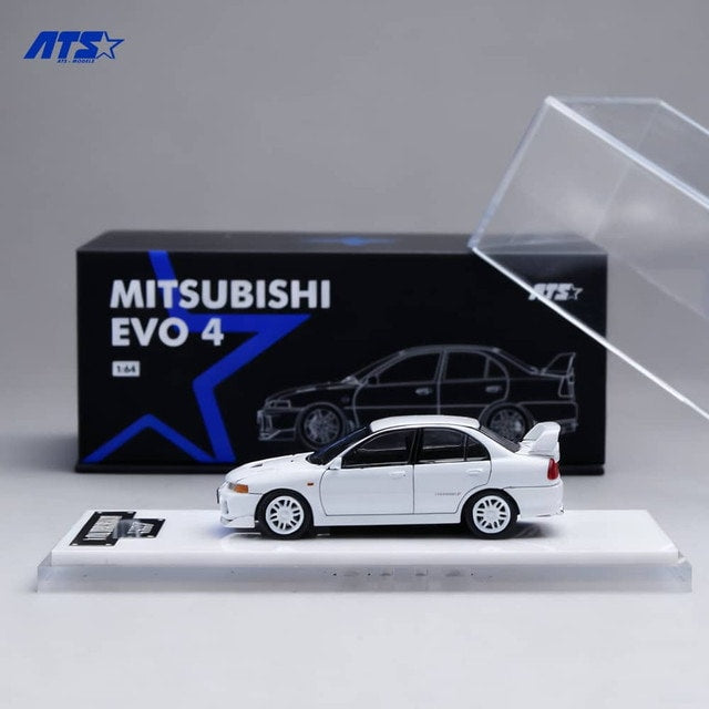 [ Pre-order ] ATS881001 ATS 1:64 Mitsubishi Lancer Evolution IV White with Opening and Closing Hood