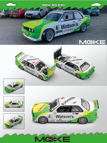 [ Pre-order ] MOKE 1:64 BMW E30 M3 DTM PLATZ MACAU 1991 "WATSON S" PIRRO #6
