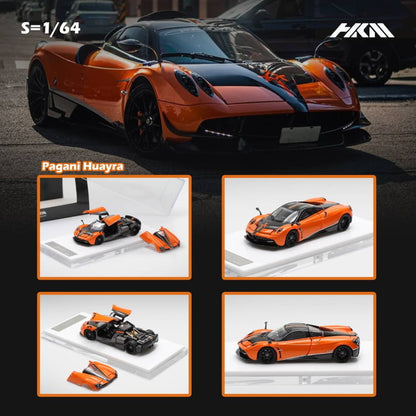 [ Pre-order ] HKM Premium - Elite Series 1:64 Pagani Huayra Coupe 2014 with Removable Engine Hood and Openable Gullwing Doors, Orange