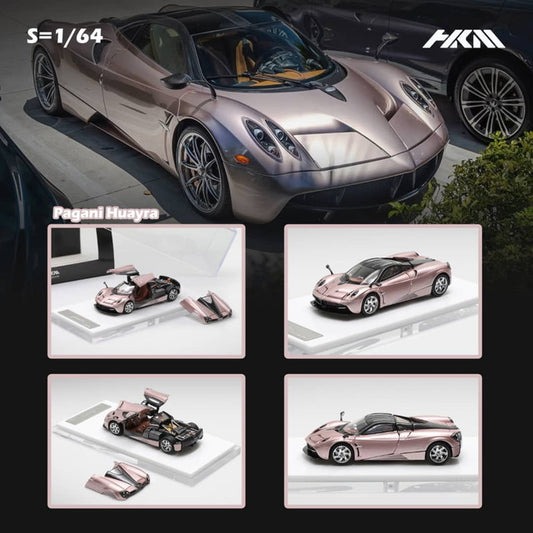 [ Pre-order ] HKM Premium - Elite Series 1:64 Pagani Huayra Coupe 2014 with Removable Engine Hood and Openable Gullwing Doors, Rose Gold