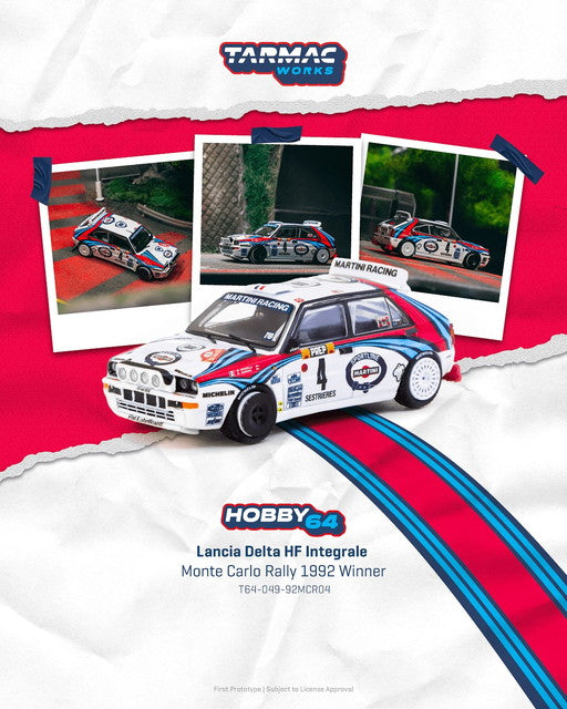 T64-049-92MCR04 Tarmac Works 1:64 Lancia Delta HF Integrale Monte Carlo Rally 1992 Winner