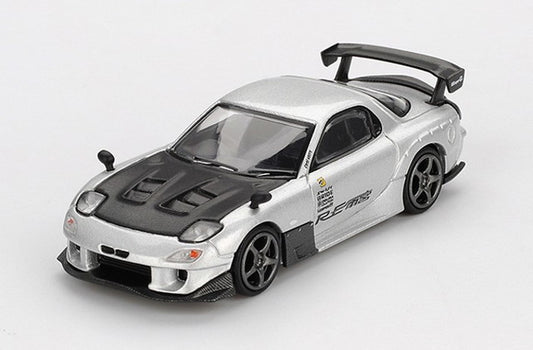 [ Pre-order ] MGT01106-BL TSM MINI-GT 1:64 Mazda RX-7 RE Amemiya Silver Metallic (Left-Hand Drive) Blister Pack