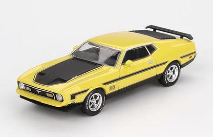 MGT01139-BL TSM MINI-GT 1:64 Ford Mustang Mach 1 1971 Grabber Yellow (Left-Hand Drive) *Blister Pack