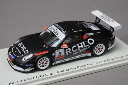 1:43 SPARK S8502 Porsche 911 GT3 Carrera Cup Brazil Champion 2018 #8 model car