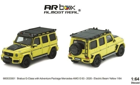 660533001 AR Box Almost Real Model 1:64 BRABUS G-Class with Adventure Package Mercedes-AMG G63 - 2020 Electric Beam Yellow