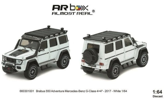 660301001 AR Box Almost Real Model 1:64 Brabus 550 Adventure Mercedes-Benz G-Class 2017 White