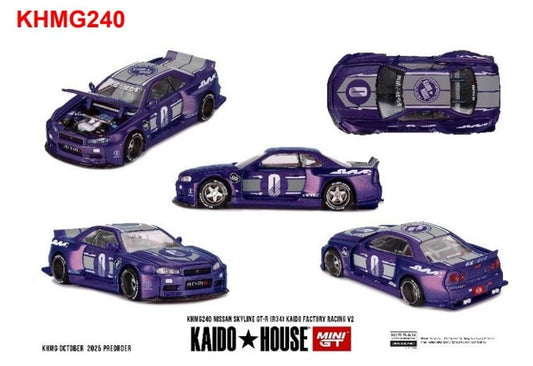 [ Pre-order ] KHMG240 TSM MINI-GT 1:64 Nissan Skyline GT-R R34 KAIDO RACING FACTORY V2 (Right-hand drive)