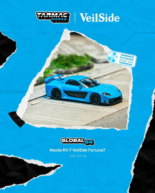 [ Pre-order ] T64G-075-BL Tarmac Works 1:64 Mazda RX-7 VeilSide Fortune7 Blue