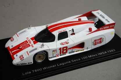1:43 SPARK S8603 Lola T600 Laguna Seca 100 Mile IMSA Winner 1982 #18 J. Paul Jr. model car