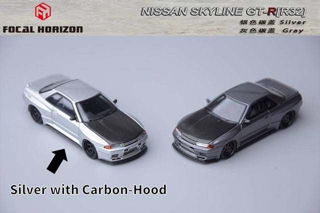 [ Pre-order ] Focal Horizon FH 1:64 Skyline GT-R R32 Silver with Carbon Hood