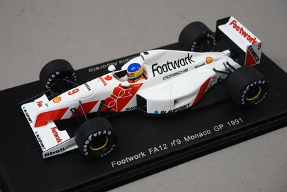 1:43 SPARK S3980 Footwork FA12 Monaco GP 1991 #9 M. Alboreto model car